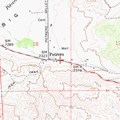 Topographic Map of Potrero Post Office, CA