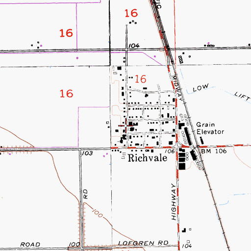 Topographic Map of Richvale Post Office, CA