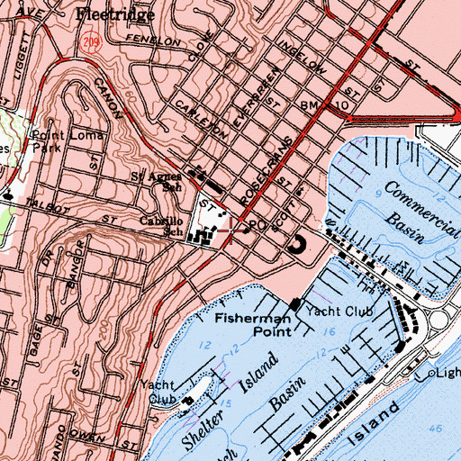 Topographic Map of Point Loma Post Office, CA