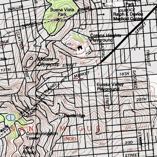 Topographic Map of 18th Street Post Office, CA