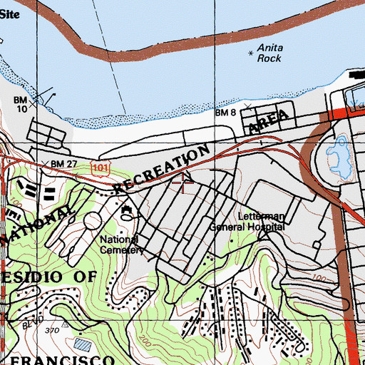 Topographic Map of Presidio Post Office, CA