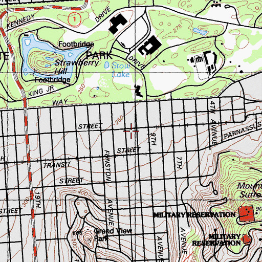 Topographic Map of Irving Street Post Office, CA