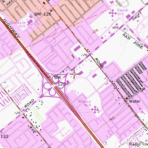 Topographic Map of Hillview Post Office, CA