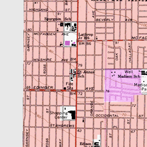 Topographic Map of South Main Post Office, CA