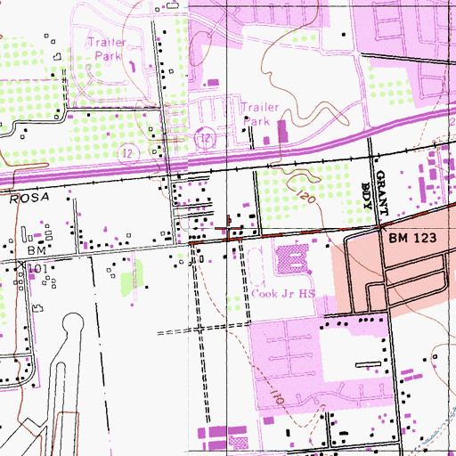 Topographic Map of Roseland Post Office, CA