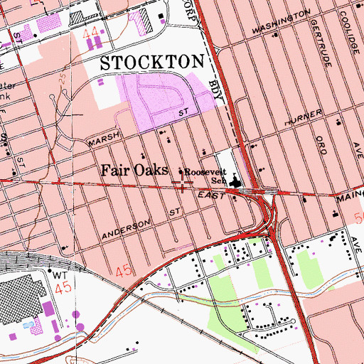 Topographic Map of East Stockton Post Office, CA