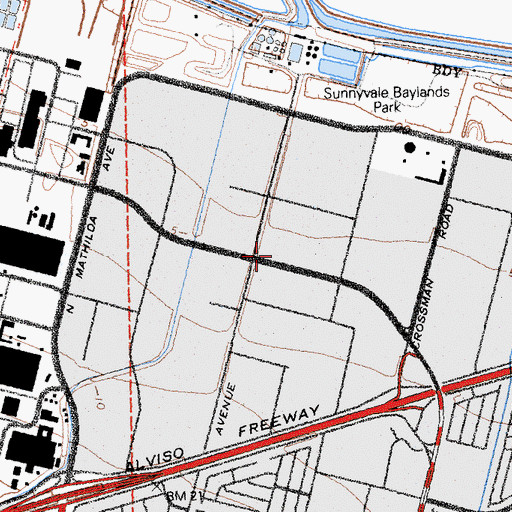 Topographic Map of Sunnyvale Post Office, CA
