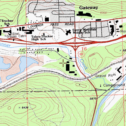 Topographic Map of Donner Post Office, CA