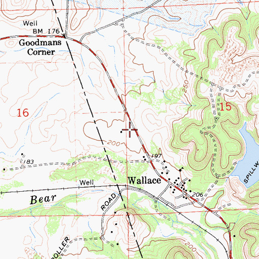 Topographic Map of Wallace Post Office, CA