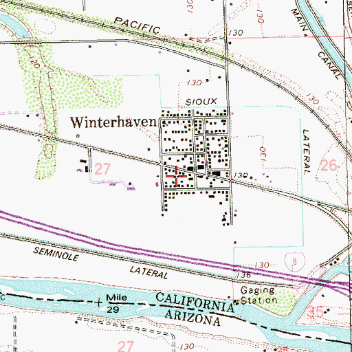 Topographic Map of Winterhaven Post Office, CA