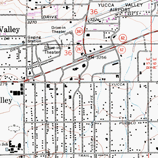 Topographic Map of Yucca Valley Post Office, CA