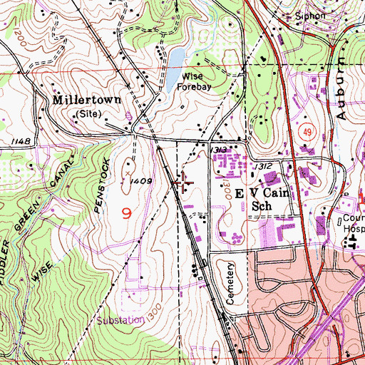 Topographic Map of Auburn Post Office, CA