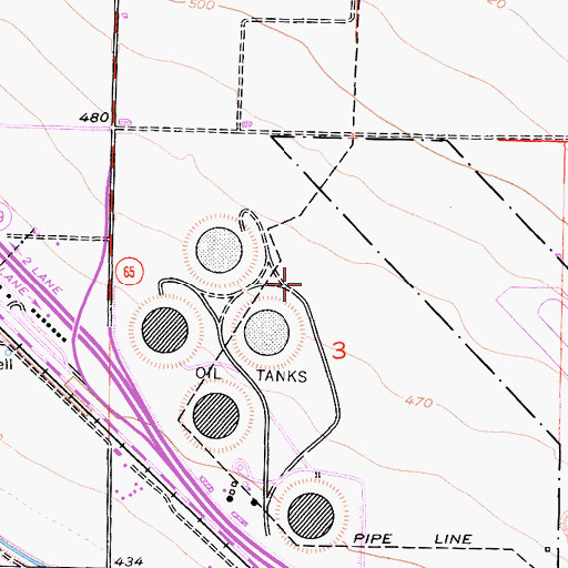 Topographic Map of Bakersfield Post Office, CA