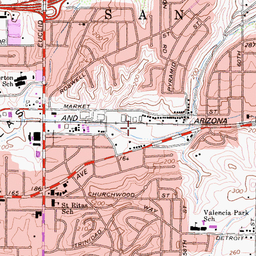 Topographic Map of Encanto Post Office, CA