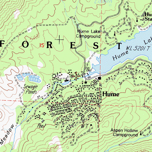 Topographic Map of Hume Post Office, CA
