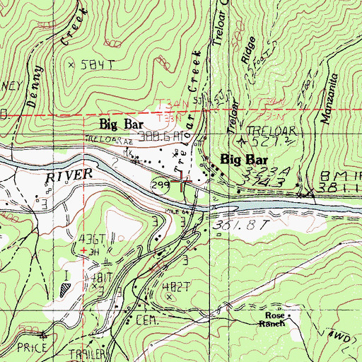 Topographic Map of Big Bar District Ranger Office, CA