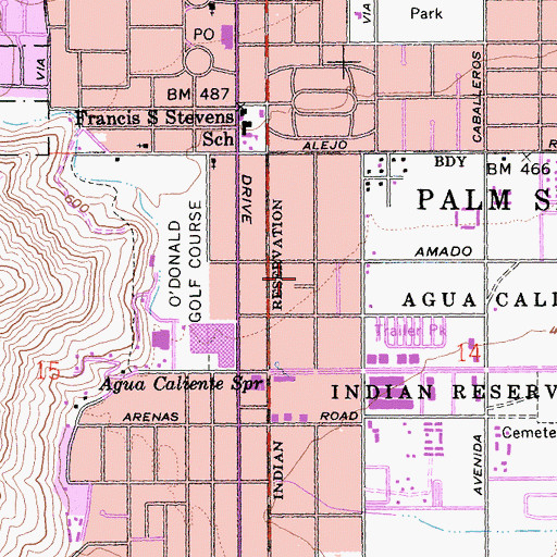 Topographic Map of Palm Springs Post Office, CA