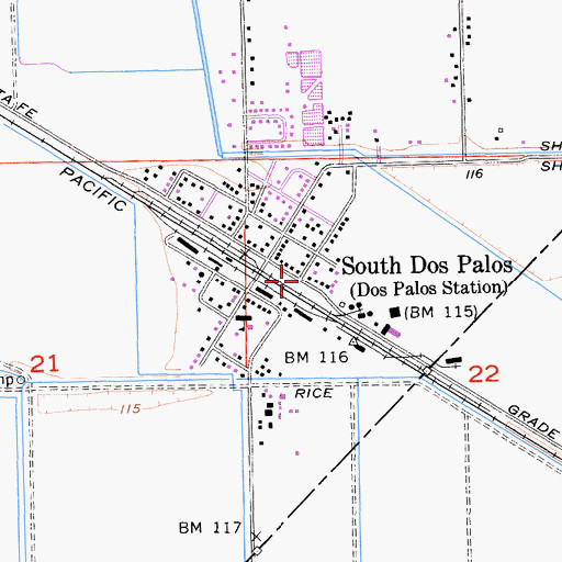 Topographic Map of South Dos Palos Post Office, CA