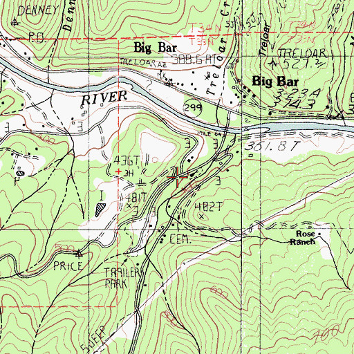 Topographic Map of Big Bar Recreation Site, CA