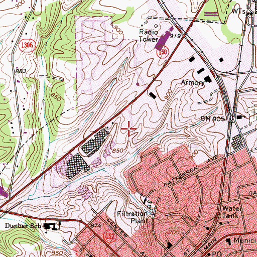 Topographic Map of Mooresville Police Department, NC
