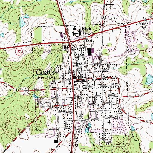 Topographic Map of Coats Police Department, NC