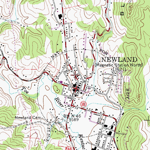 Topographic Map of Newland Police Department, NC