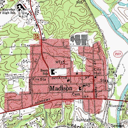 Topographic Map of Madison Police Department, NC