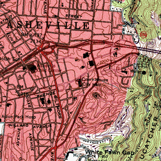 Topographic Map of Buncombe County Sheriff's Office, NC