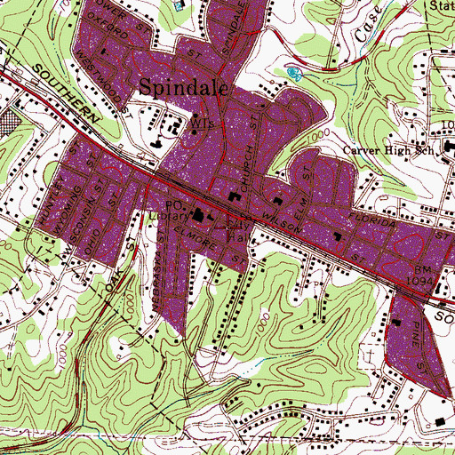Topographic Map of Spindale Police Department, NC