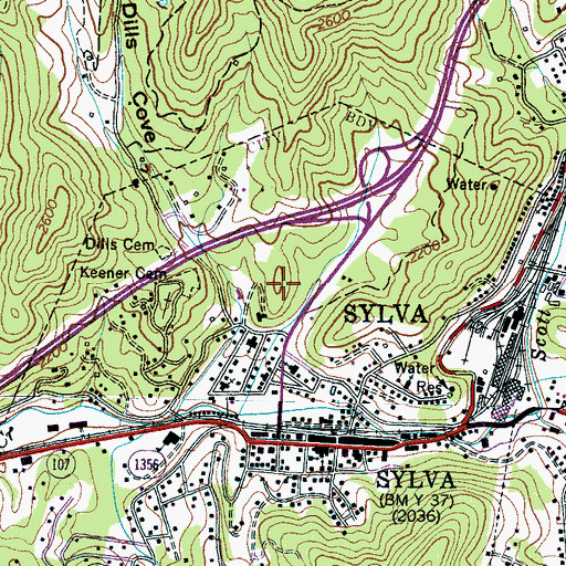 Topographic Map of Jackson County Sheriff's Office, NC