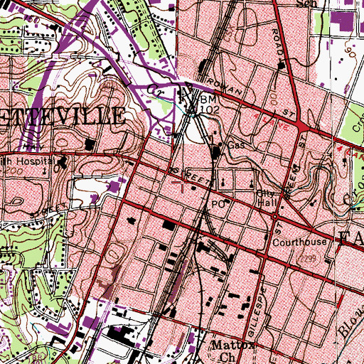 Topographic Map of Fayetteville Police Department, NC