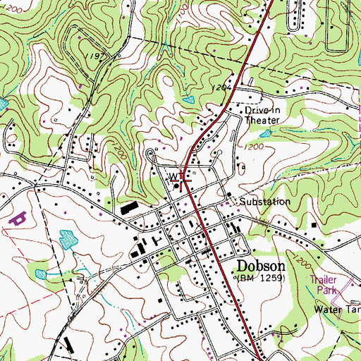 Topographic Map of Dobson Police Department, NC