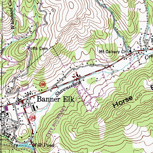 Topographic Map of Banner Elk Police Department, NC