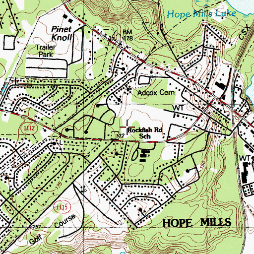 Topographic Map of Hope Mills Police Department, NC