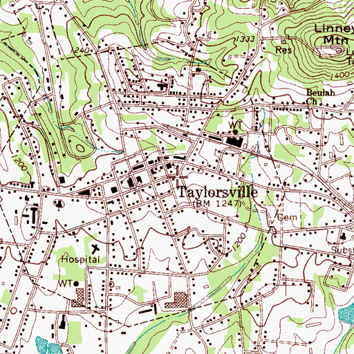Topographic Map of Taylorsville Police Department, NC