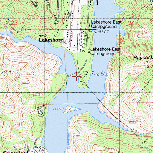 Topographic Map of Lakeshore Fire Control Station, CA