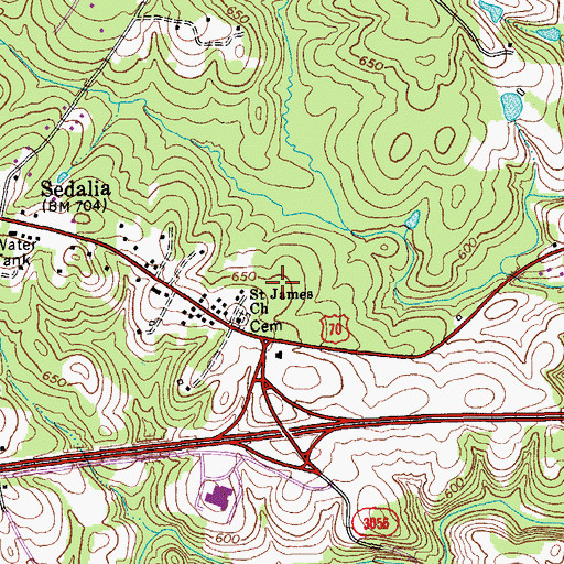 Topographic Map of Guilford County Sheriff's Office - District 2, NC