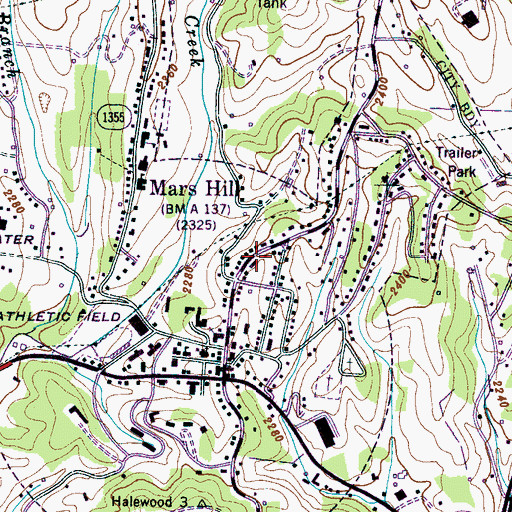 Topographic Map of Mars Hill Police Department, NC