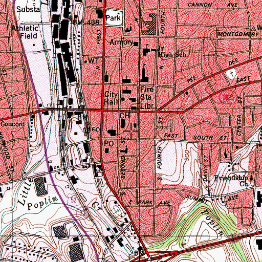 Topographic Map of Stanly County Sheriff's Office, NC