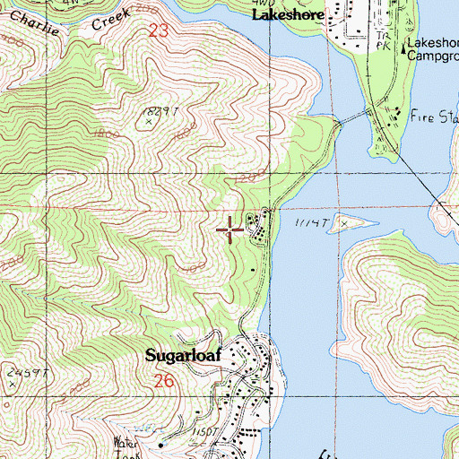 Topographic Map of Tasadi Resort, CA