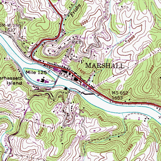 Topographic Map of Marshall Police Department, NC