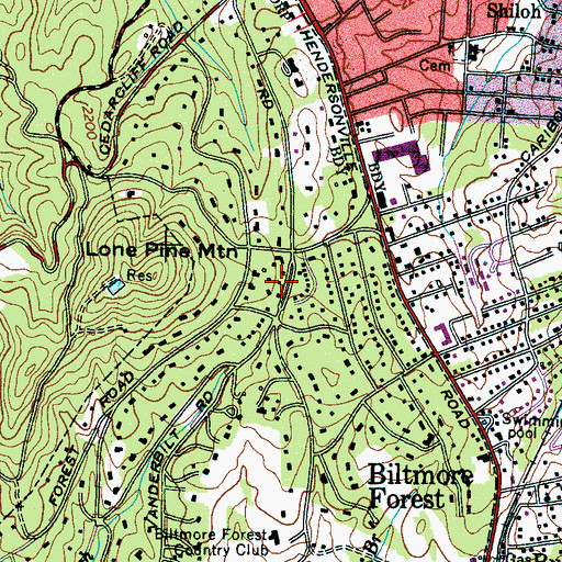 Topographic Map of Biltmore Forest Police Department, NC