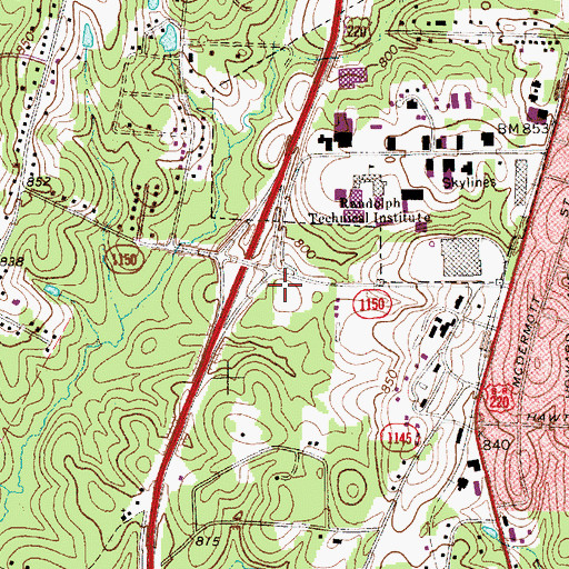 Topographic Map of Randolph County Sheriff's Office, NC