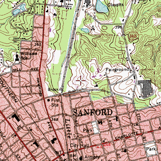 Topographic Map of Sanford Police Department, NC