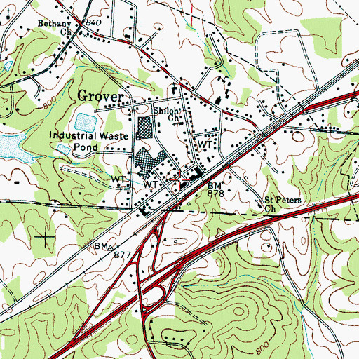 Topographic Map of Grover Police Department, NC