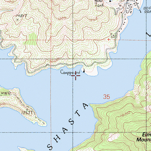 Topographic Map of Beehive Campground, CA
