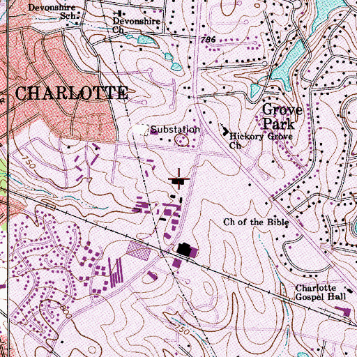 Topographic Map of Charlotte - Mecklenburg Police Department Hickory Grove Division, NC