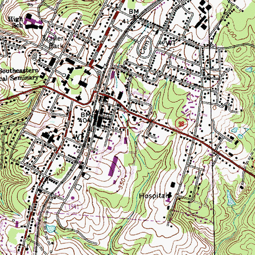 Topographic Map of Wake Forest Police Department, NC