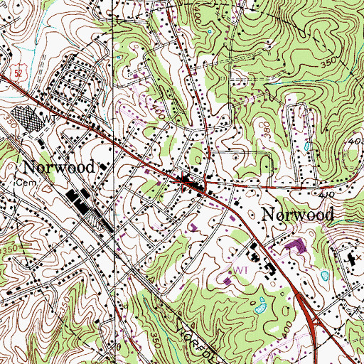 Topographic Map of Norwood Police Department, NC