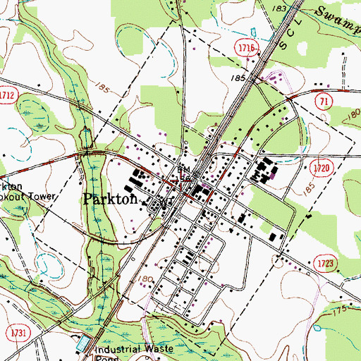 Topographic Map of Parkton Police Department, NC